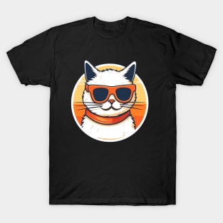 Cat with Shades, Sunset T-Shirt